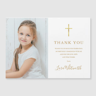 Erste heilige Kommunion Gold Danke Foto Magnetkarte