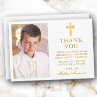 Erste heilige Kommunion Goldkreuz Foto
