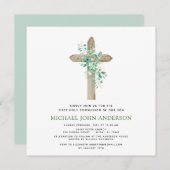 Erste Heilige Kommunion Grüne Sage Eukalyptus Einladung (Vorne/Hinten)