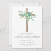 Erste Heilige Kommunion Grüne Sage Eukalyptus Invi Einladung (Vorderseite)