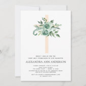 Erste Heilige Kommunion Grüne Sage Eukalyptus Invi Einladung (Vorderseite)