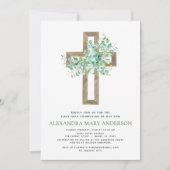 Erste Heilige Kommunion Grüne Sage Eukalyptus Invi Einladung (Vorderseite)