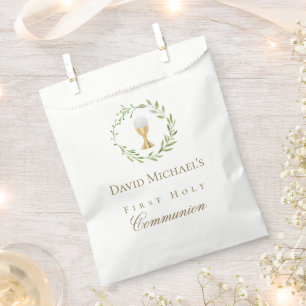 Erste heilige Kommunion grüner Kranz Geschenktütchen