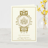 Erste Heilige Kommunion Jesus Eucharist Karte (Gelbe Blume)