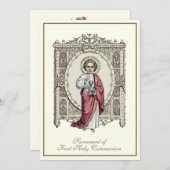 Erste Heilige Kommunion Jesus Eucharistische Rose Einladung (Vorne/Hinten)