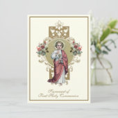 Erste Heilige Kommunion Jesus Eucharistische Rose Einladung (Stehend Vorderseite)