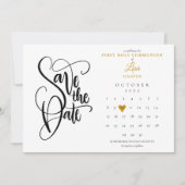 Erste Heilige Kommunion Kalender Gold Herz Save The Date (Vorderseite)