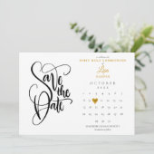 Erste Heilige Kommunion Kalender Gold Herz Save The Date (Stehend Vorderseite)