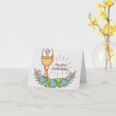 Erste heilige Kommunion Karte (Gelbe Blume)