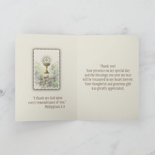 Erste Heilige Kommunion Katholik Vielen Dank Dankeskarte (Innenseite)