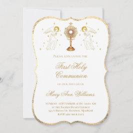 Erste heilige Kommunion katholische Engel Eucharis Einladung