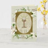 Erste Heilige Kommunion Katholische Tradition Karte (Gelbe Blume)