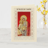 Erste Heilige Kommunion Katholische Tradition Karte (Gelbe Blume)