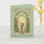 Erste Heilige Kommunion Katholische Tradition Karte (Gelbe Blume)