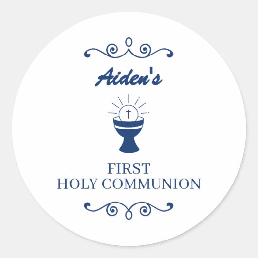 Erste Heilige Kommunion Kelch Aufkleber für Jungen (Vorderseite)