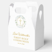 Erste heilige Kommunion Laurel Garland Gold Script Geschenkschachtel (Geöffnet)