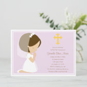 Erste Heilige Kommunion - Lavender | Einladung (Stehend Vorderseite)