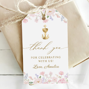Erste heilige Kommunion Mädchen Pastell Blumen Geschenkanhänger