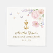 Erste heilige Kommunion Mädchen Pastell Blumen Serviette (Vorderseite)