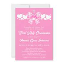Erste heilige Kommunion Mädchen Rosa Gingham-Schle