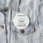 Erste heilige Kommunion mit grünem Blatt Button (Beispiel)