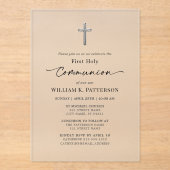 Erste Heilige Kommunion Moderne Elegante Mattiert Acryleinladungen (Vorderseite)