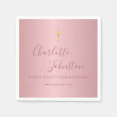 Erste heilige Kommunion Moderne Rose Gold Pink Serviette (Vorderseite)