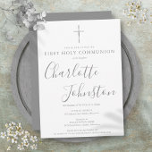 Erste heilige Kommunion Moderne Silbersignatur Einladung