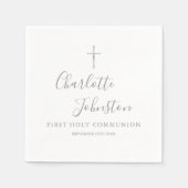 Erste heilige Kommunion Moderne Silbersignatur Serviette (Vorderseite)