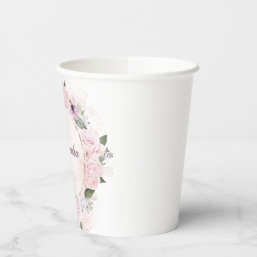 Erste Heilige Kommunion Pink Roses Pappbecher (Links)