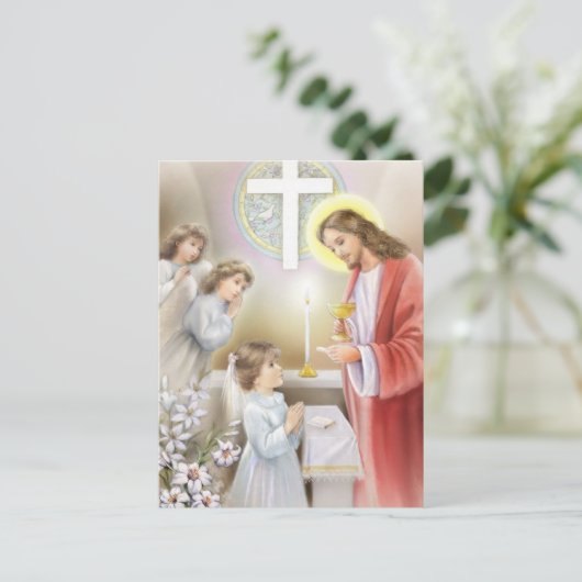 Erste Heilige Kommunion Postkarte (Stehend Vorderseite)