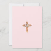 Erste Heilige Kommunion Religiöse Pink Girl Einladung (Rückseite)