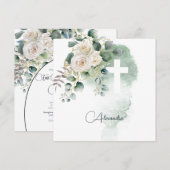 Erste Heilige Kommunion Religiöse Rose Grünes Kreu (Vorne/Hinten)