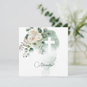 Erste Heilige Kommunion Religiöse Rose Grünes Kreu (Stehend Vorderseite)