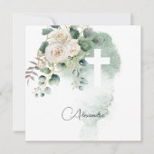 Erste Heilige Kommunion Religiöse Rose Grünes Kreu (Vorderseite)