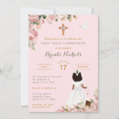 Erste Heilige Kommunion Religiöse Schwarze Afro Gi Einladung (Vorderseite)