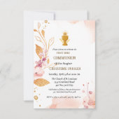 Erste heilige Kommunion Rosa Aquarellspritze Einladung (Vorderseite)