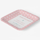 Erste Heilige Kommunion Rosa Blumenmädchen Religiö Pappteller (Gewinkelt)