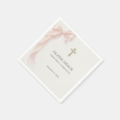 Erste heilige Kommunion Rosa Coquette-Schleife Mäd Serviette (Ecke)