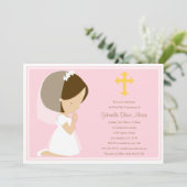 Erste Heilige Kommunion - Rosa | Einladung (Stehend Vorderseite)