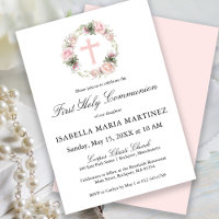 Erste Heilige Kommunion Rosa Rose Floral