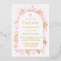 Erste Heilige Kommunion Rosa Wasserfarbe