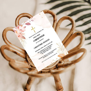 Erste heilige Kommunion rosa Wasserfarbenprägung e Einladung