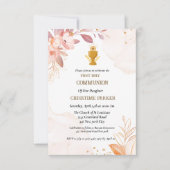 Erste heilige Kommunion rosa Wasserfarbenprägung e Einladung (Vorderseite)