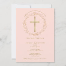 Erste heilige Kommunion Rosé Gold Kreuz Blumen