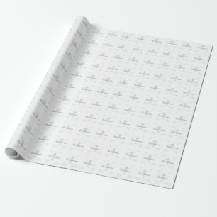 Erste Heilige Kommunion, Schrift in sanftem Grün Geschenkpapier