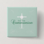 Erste heilige Kommunion, Skript in Soft Green Button (Vorderseite)