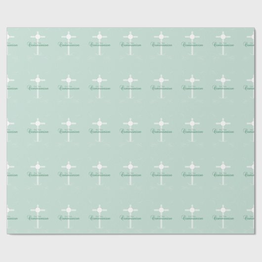 Erste heilige Kommunion, Skript in Soft Green Geschenkpapier (Flach)