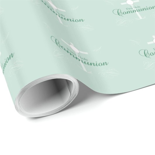 Erste heilige Kommunion, Skript in Soft Green Geschenkpapier (Rolleneckpunkt)