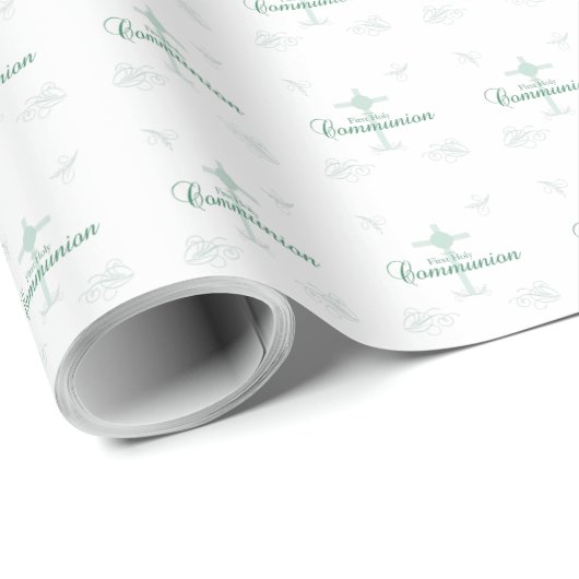 Erste heilige Kommunion, Skript in Soft Green Geschenkpapier (Rolleneckpunkt)